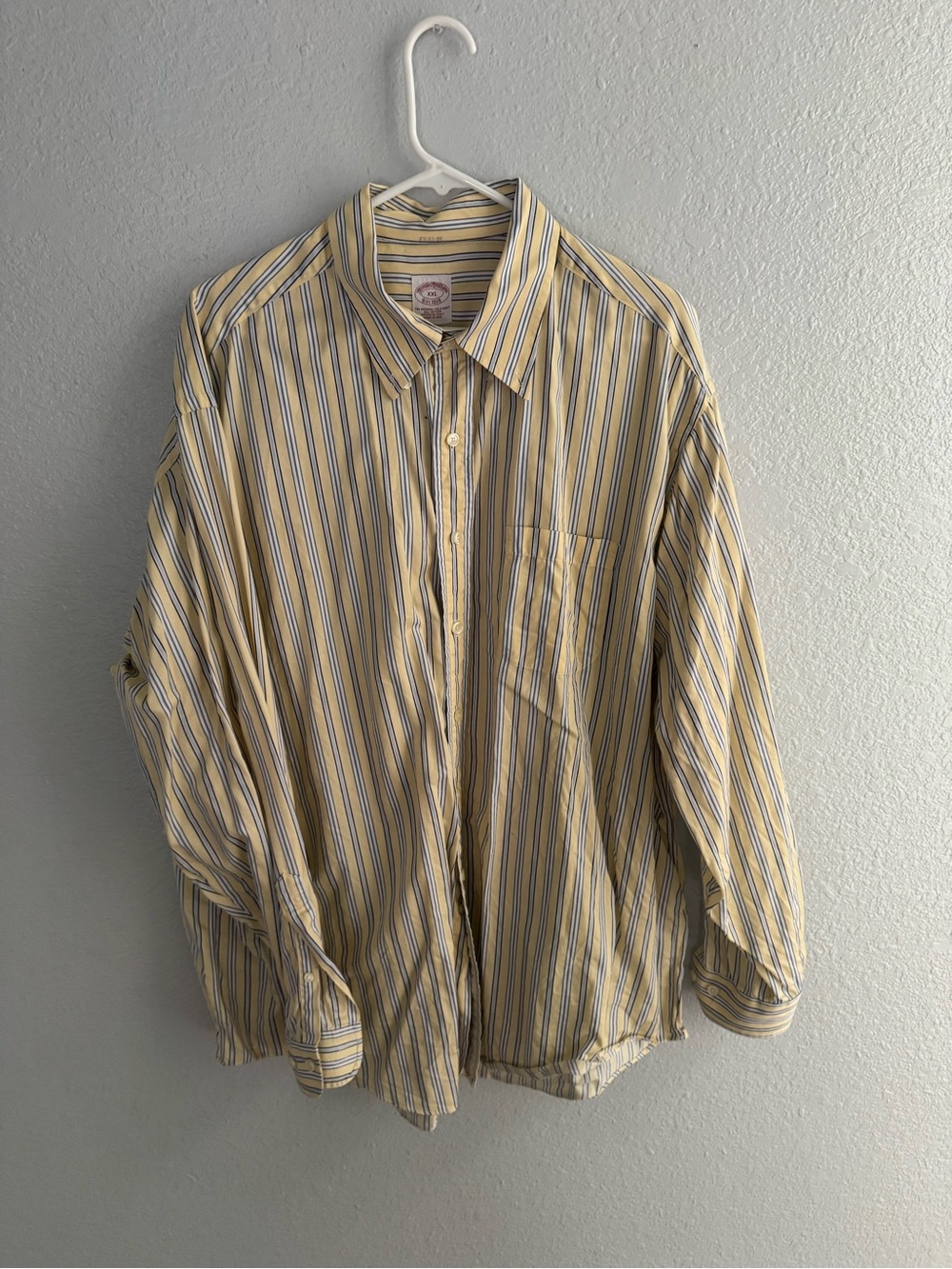 Brooks Brothers Yellow and Navy Striped Cotton Polo - XXL